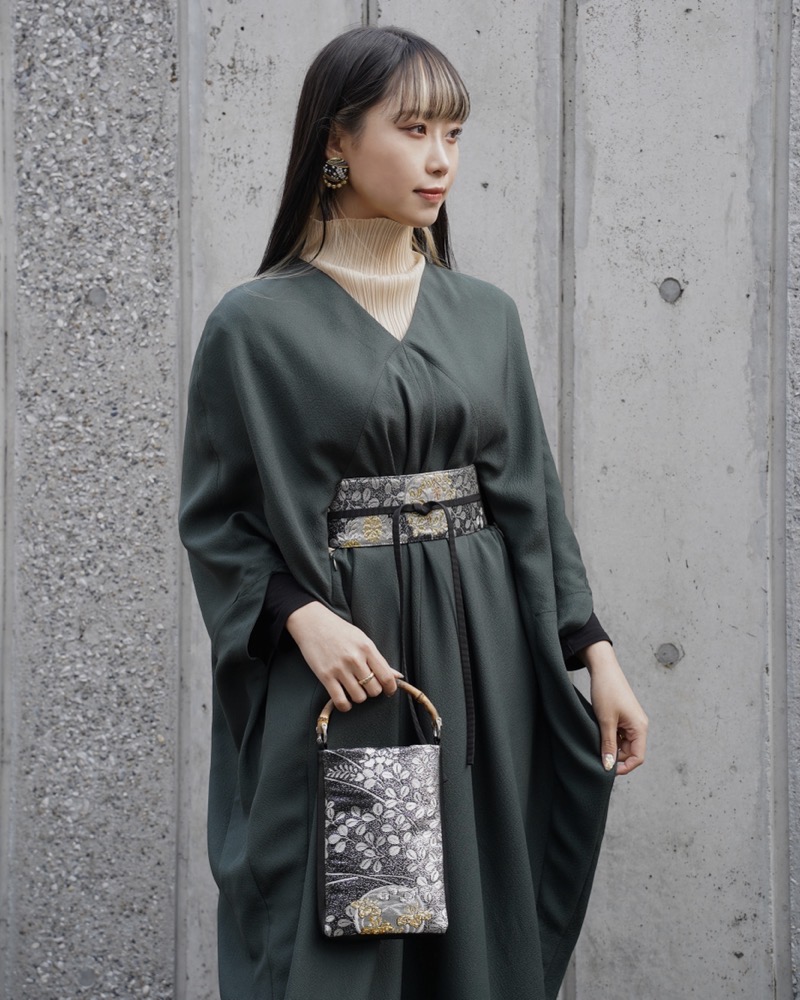 着物ワンピース 利休鼠色 | Tamatebako たまてばこ オーダーメイド